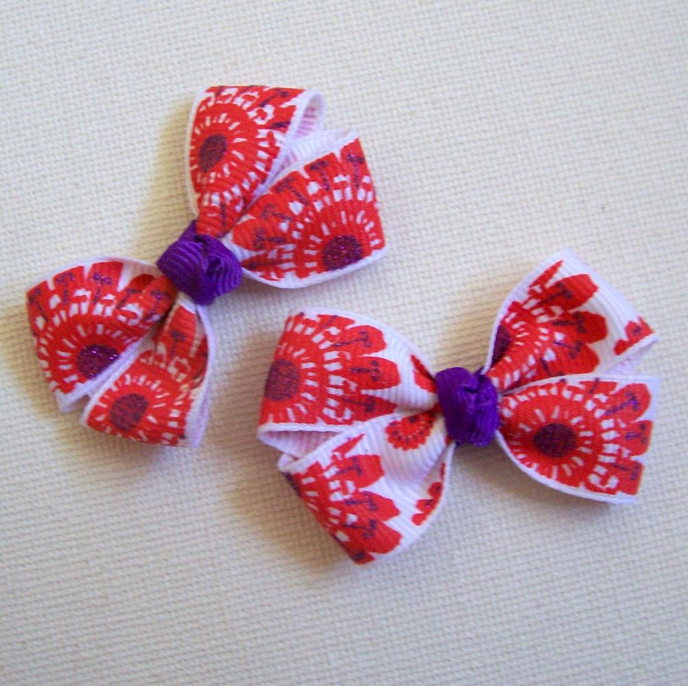 Mini Boutique Bow Pair - White, Red, Purple