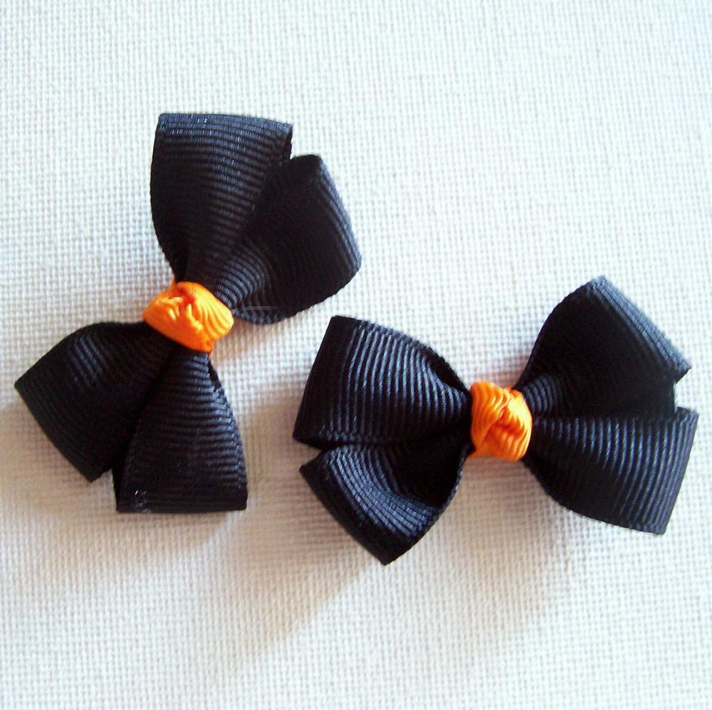 Mini Boutique Halloween Bow Pair - Black, Orange