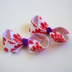 Mini Bow Infinity Loop Pair - White, Red, Purple