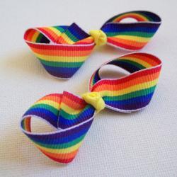 Mini Bow Infinity Loop Pair - Rainbow