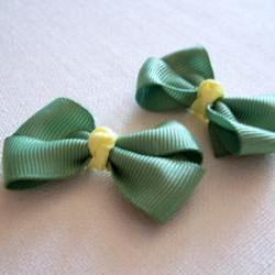 Mini Boutique Bow Pair - Sage Green, Yellow