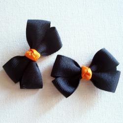 Mini Boutique Halloween Bow Pair - Black, Orange