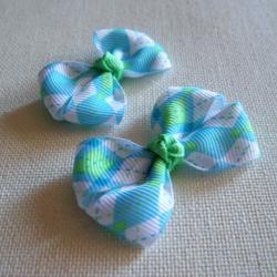 Mini Boutique Argyle Bow Pair - Blue, Green, White