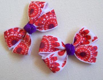 Mini Boutique Bow Pair - White, Red, Purple